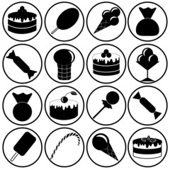 Set with food. Vector illustrations of desserts and sweets