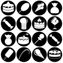 Set with food. Vector illustrations of desserts and sweets