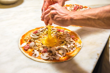 Pizza chef at work