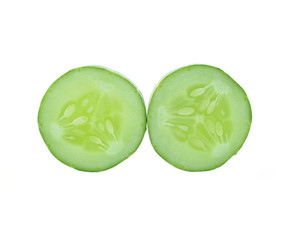 Fresh cucumber slice isolated on white background