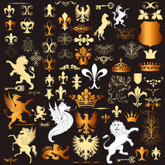 Collection of vector heraldic elements for design