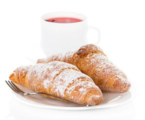 croissants and cup of tea