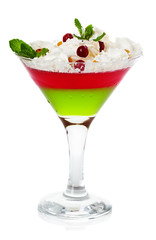 jelly dessert in glasses isolated on white