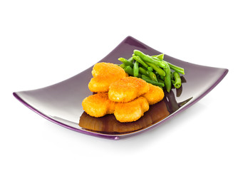 chicken nuggets and asparagus