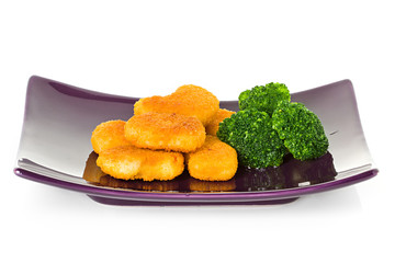 chicken nuggets and brussels sprouts
