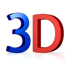 Blue and red 3d text