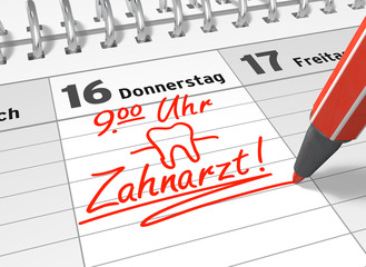 Zahnarzttermin in Kalender einschreiben