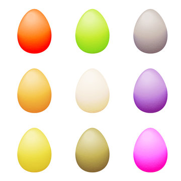 Illustration of a dozen of easter eggs on a white background