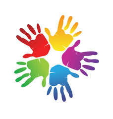 Hands colorful logo vector