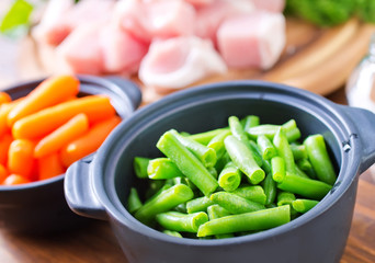 raw meat and vegetables