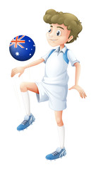 A soccer player playing with the ball from Australia
