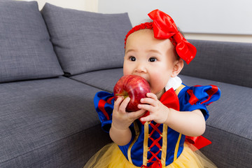 Asian baby girl with halloween party dressing