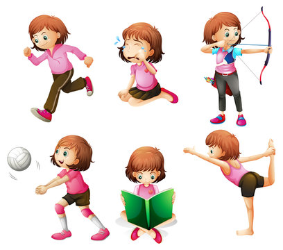 Different activities of a little lady