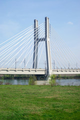 Cable stayed bridge across river Po in Northern Italy