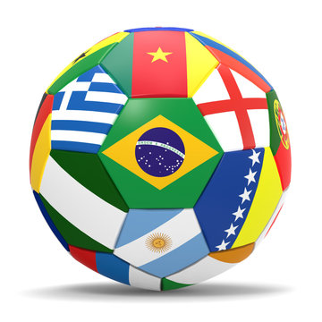 3D render of football with flags