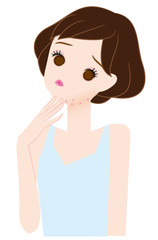 首ニキビに悩やむ女の子