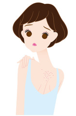 背中ニキビに悩やむ女の子