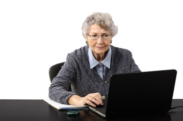 Business woman watching suspicious news on the internet