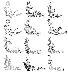Vector set of floral corners
