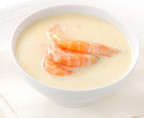Creamy soup with  seafood