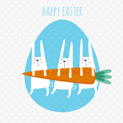 Happy easter greeting card. Vector illustration with cute rabbit - 63448363