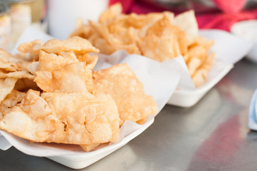 Dessert style of fried Roti with banana cooking on the street in