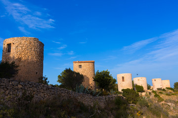 Fototapeta premium Javea Xabia Molins de la Plana old windmills Alicante