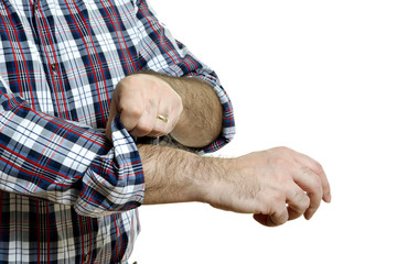 Man rolls up sleeves