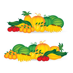 fresh of collection set fruits on white background vector