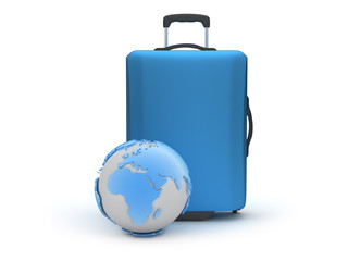 Travel symbols - earth globe and baggage