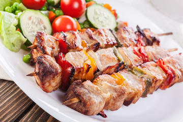 Grilled shashlik with vegetables