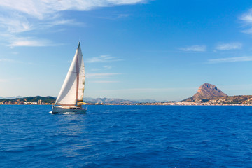 Fototapeta premium Javea sailboat sailing in Mediterranean Alicante Spain