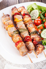 Grilled shashlik with vegetables