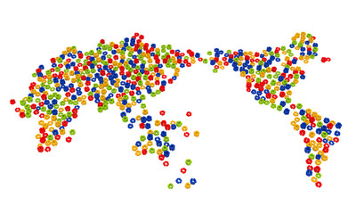 World map from recycle symbols