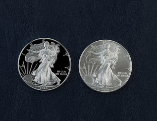 Proof and Uncirculated American Silver Eagle Dollar Coins