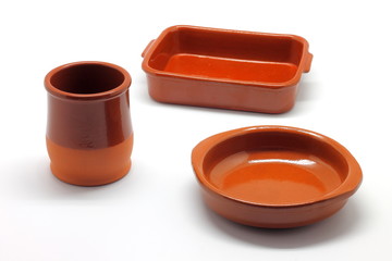 Clay pots isolated on white background