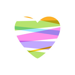 Colorful ribbons tied heart. Good for Valentine's Day design.