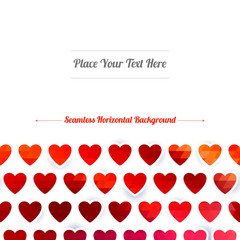 Seamless horizontal background - red hearts.