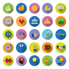 flat icons collection with long shadow