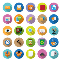 flat icons collection with long shadow