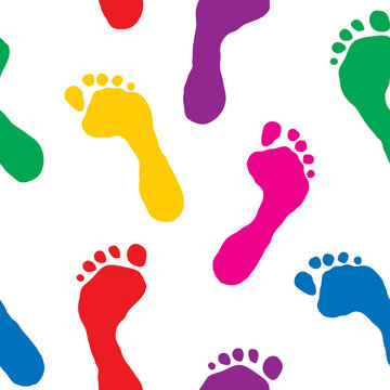 recommend clip art: Seamless with colored footprints