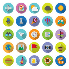 flat icons collection with long shadow