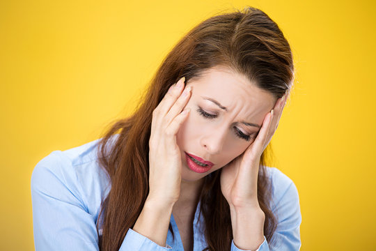 Woman having headache, stress, depression