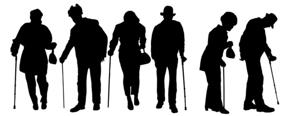 Vector silhouette of old people.