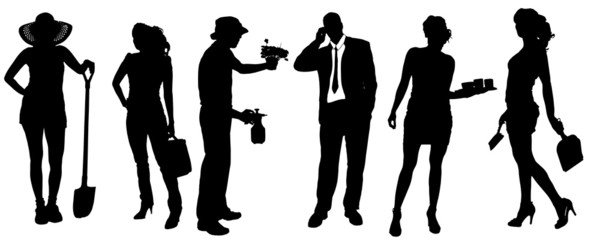Vector silhouettes of different people.