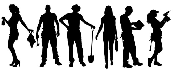 Vector silhouettes of different people.