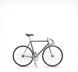 Classic fixed gear bicycle isolated on white - obrazy, fototapety, plakaty