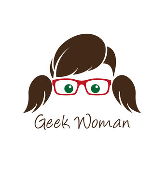 Geek woman logo template