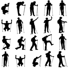 Naklejka premium Vector silhouettes of people with walking bare.