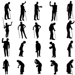 Vector silhouette of old people.